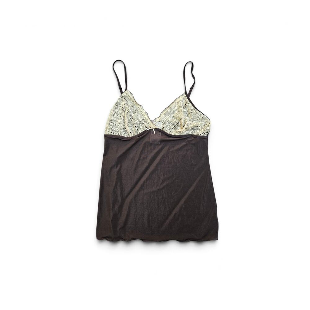 Y2k Intimissimi Cami Euro Semi Sheer Lacey Brown - Size Small